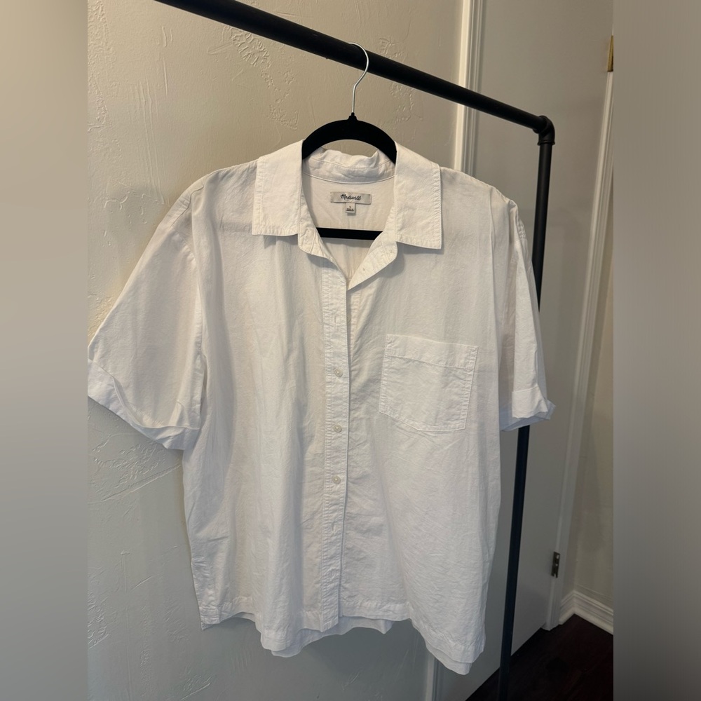 Madewell White Short-Sleeve Button-Down Shirt